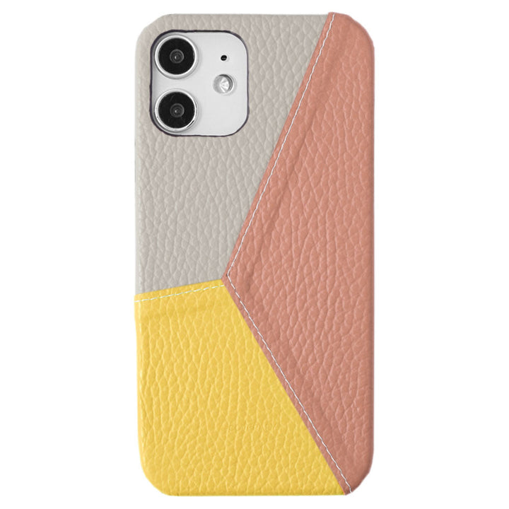 Coque arrière en cuir véritable italien à effet grainé, patchwork tricolore, série AQUOS