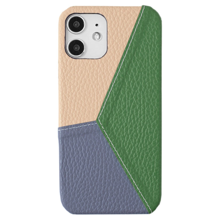 Étui arrière en cuir véritable italien à effet grainé, patchwork tricolore, pour la série Google Pixel