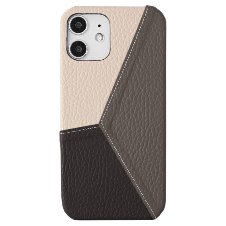 Coque arrière en cuir véritable italien à effet grainé, patchwork tricolore, série AQUOS