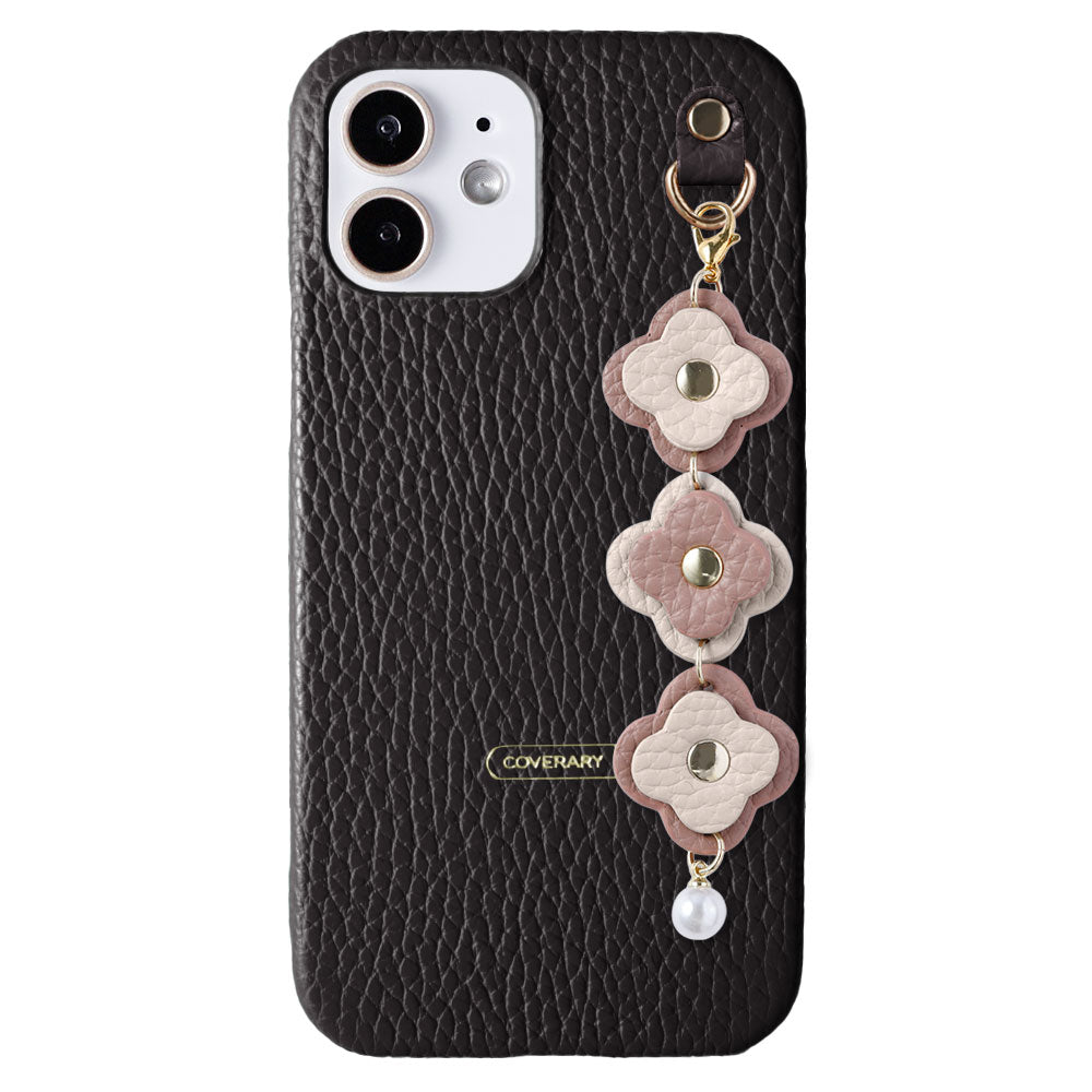Genuine leather 32 colors Italian shrink leather 3-link flower charm back case Xperia series