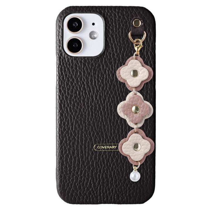 Genuine leather 32 colors Italian shrink leather 3-link flower charm back case Xperia series