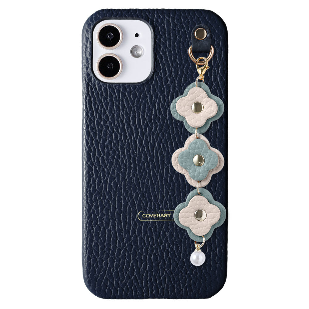 Cuir véritable 32 couleurs cuir italien grainé Charm fleur triple coque arrière série AQUOS