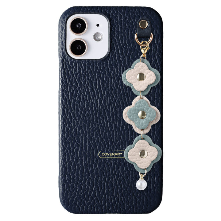 Cuir véritable 32 couleurs cuir italien grainé Charm fleur triple coque arrière série AQUOS