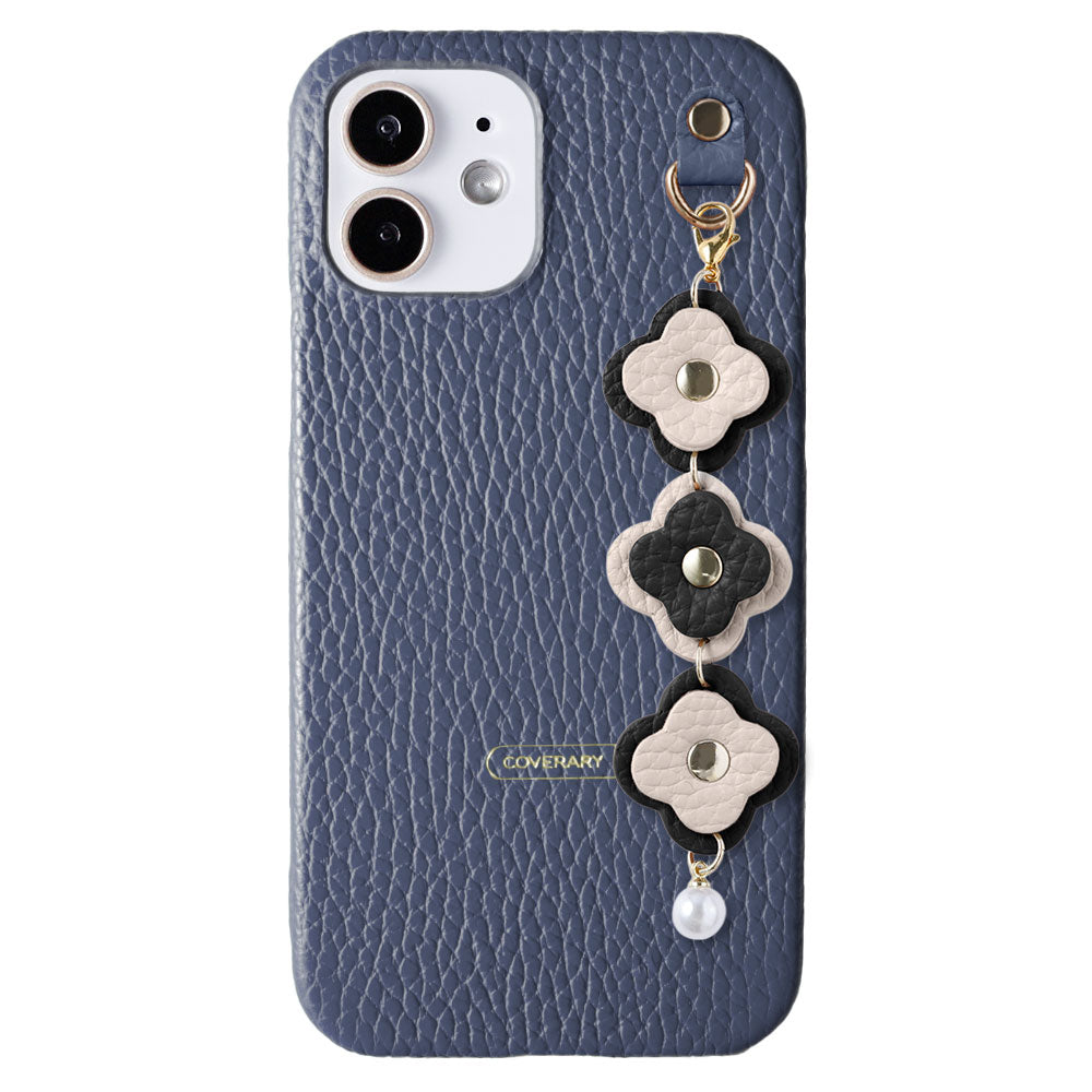 Genuine leather 32 colors Italian shrink leather 3-link flower charm back case Xperia series