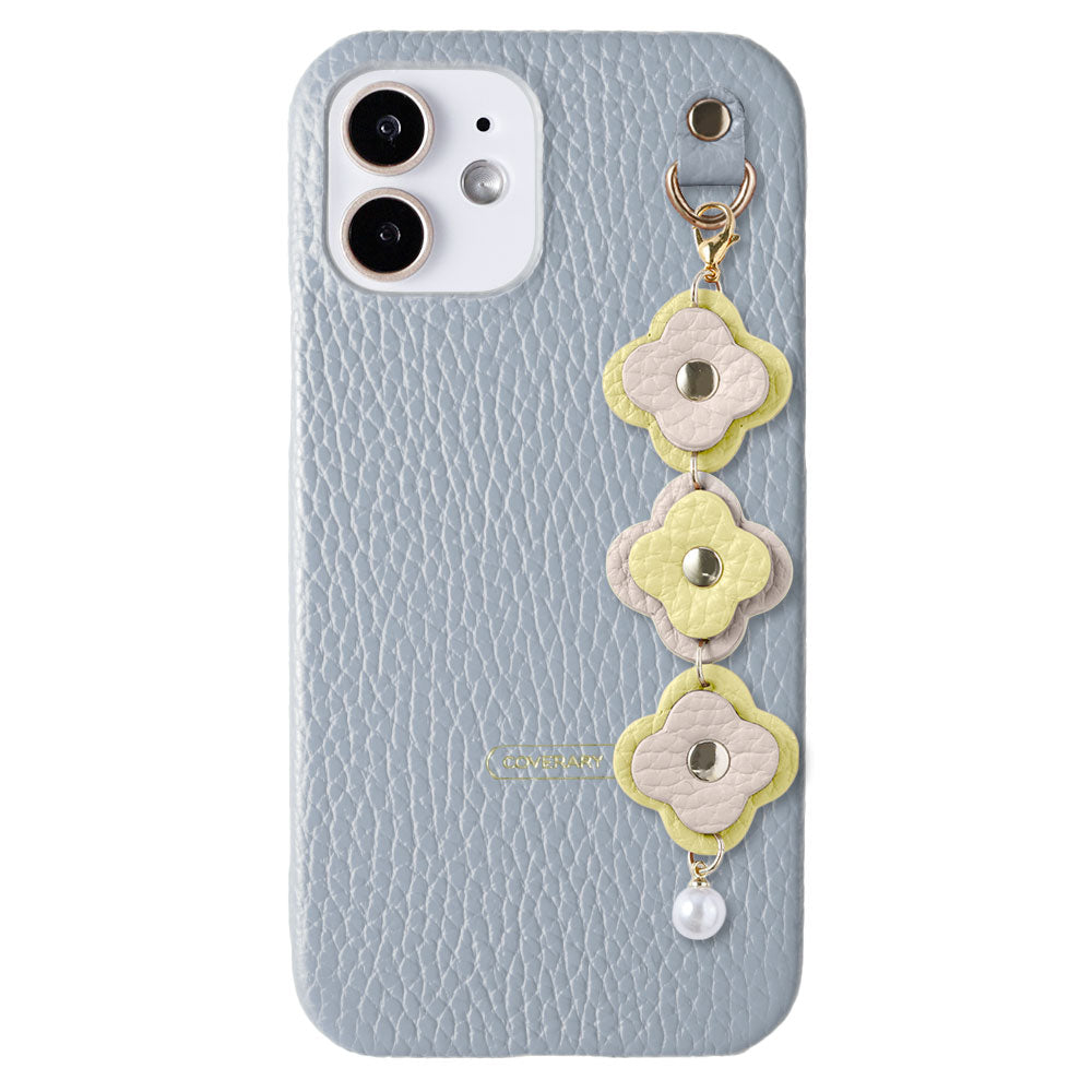 Genuine leather 32 colors Italian shrink leather 3-link flower charm back case Xperia series