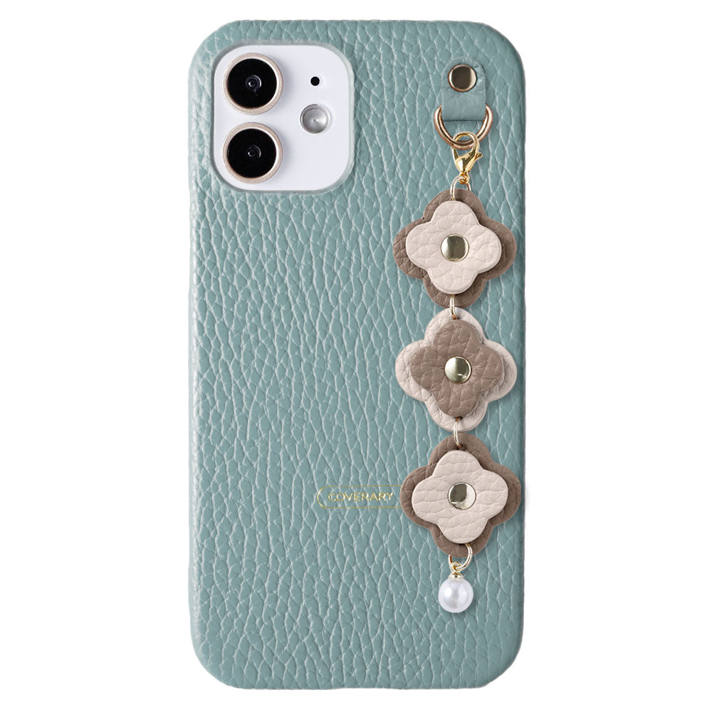 Genuine leather 32 colors Italian shrink leather 3-link flower charm back case Xperia series
