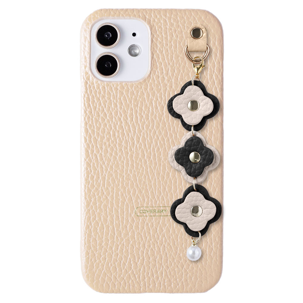 Cuir véritable 32 couleurs cuir italien grainé Charm fleur triple coque arrière série AQUOS