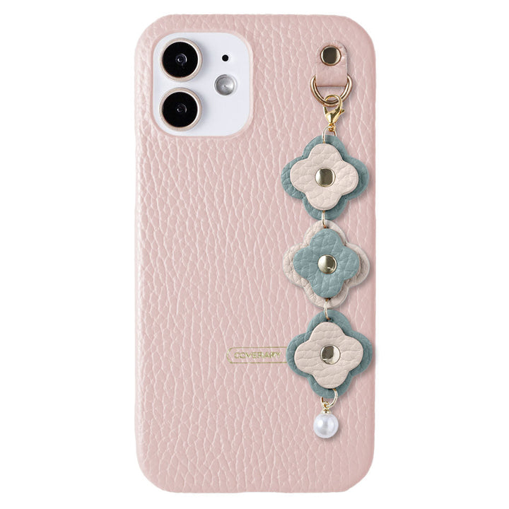 Cuir véritable 32 couleurs cuir italien grainé Charm fleur triple coque arrière série AQUOS