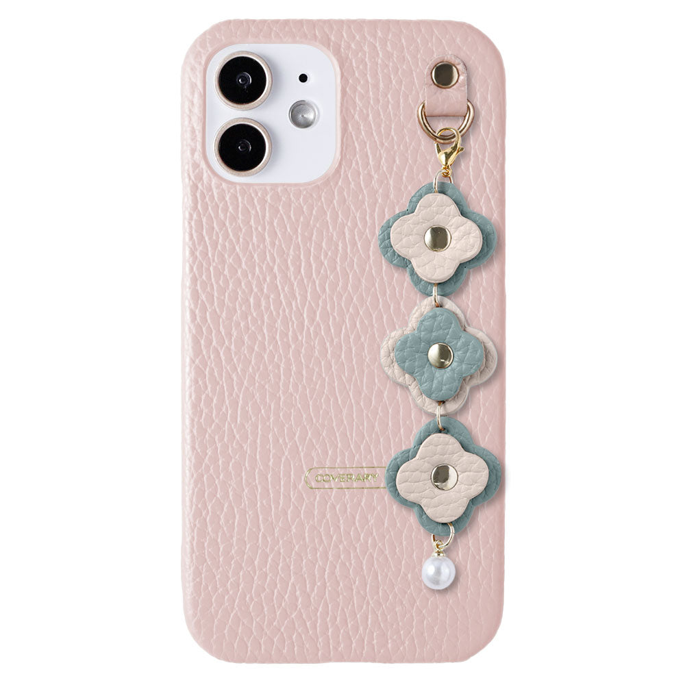 Genuine leather 32 colors Italian shrink leather 3-link flower charm back case Xperia series