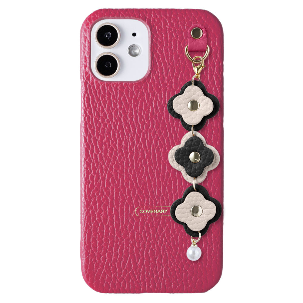 Cuir véritable 32 couleurs cuir italien grainé Charm fleur triple coque arrière série AQUOS