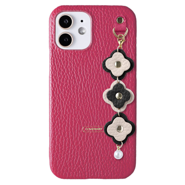 Cuir véritable 32 couleurs cuir italien grainé Charm fleur triple coque arrière série AQUOS