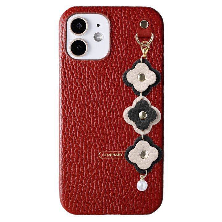 Cuir véritable 32 couleurs cuir italien grainé Charm fleur triple coque arrière série AQUOS
