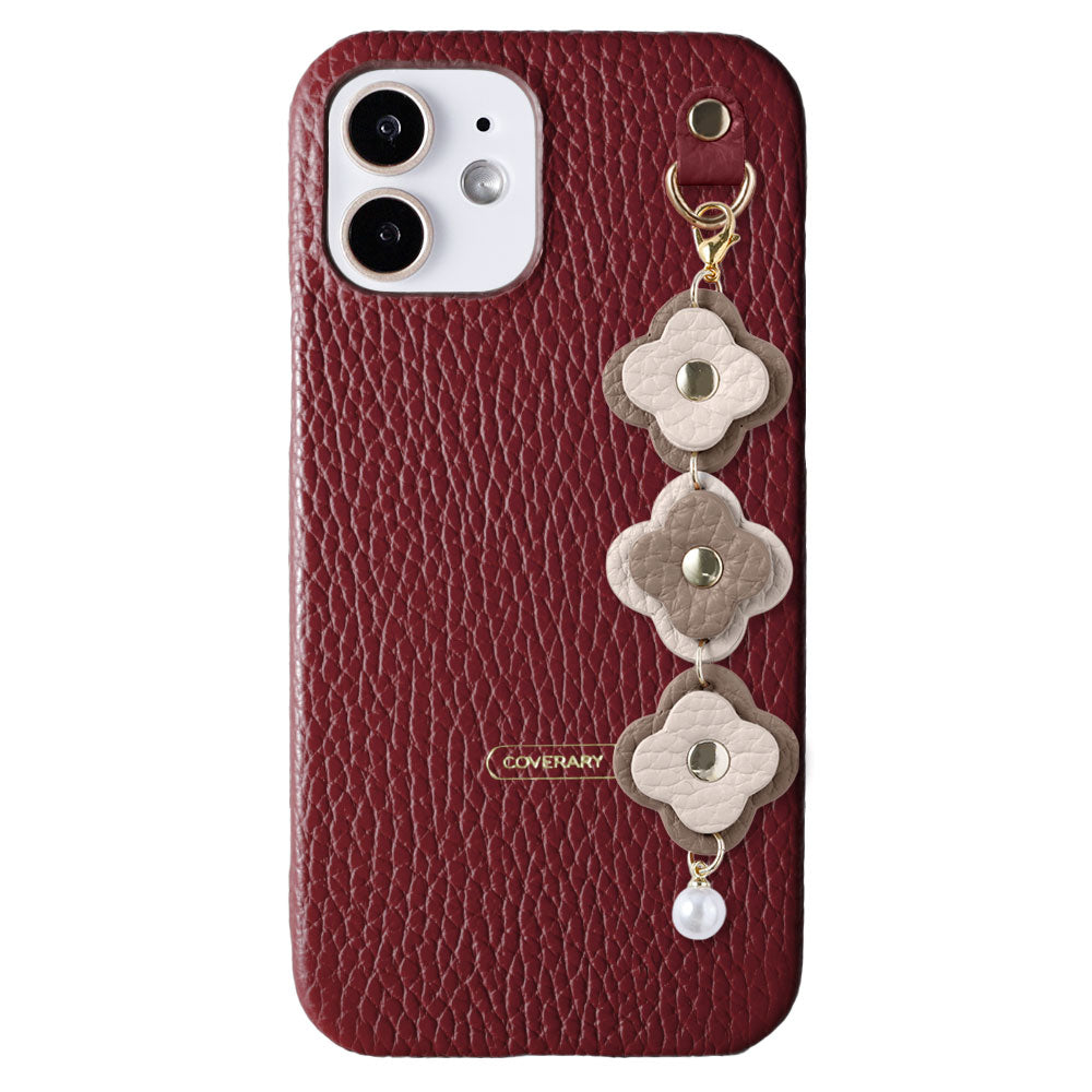 Genuine leather 32 colors Italian shrink leather 3-link flower charm back case Xperia series
