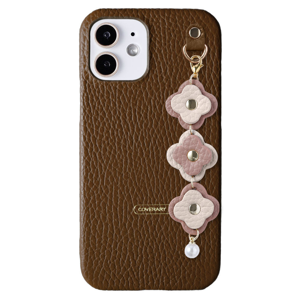 Cuir véritable 32 couleurs cuir italien grainé Charm fleur triple coque arrière série AQUOS