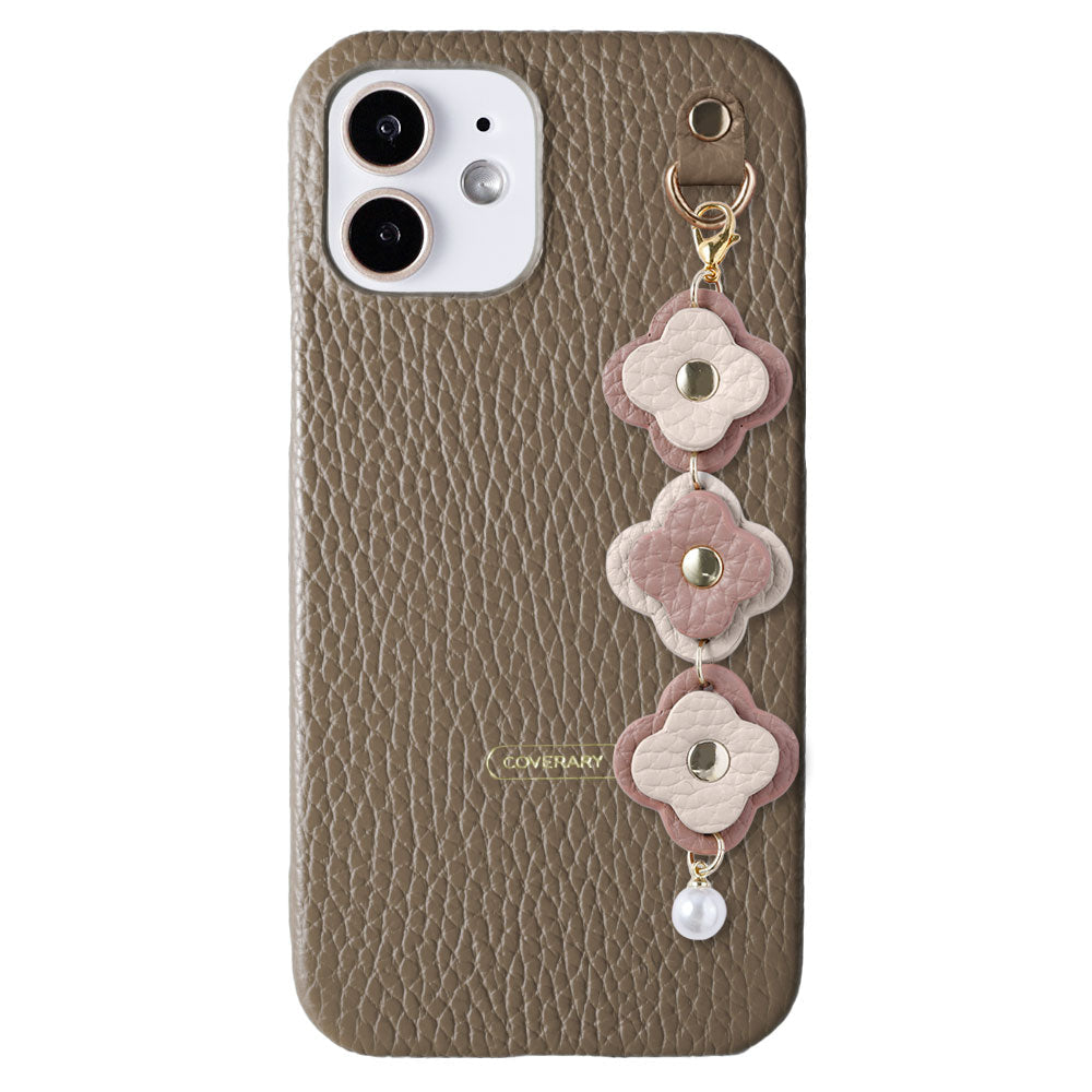 Genuine leather 32 colors Italian shrink leather 3-link flower charm back case Xperia series