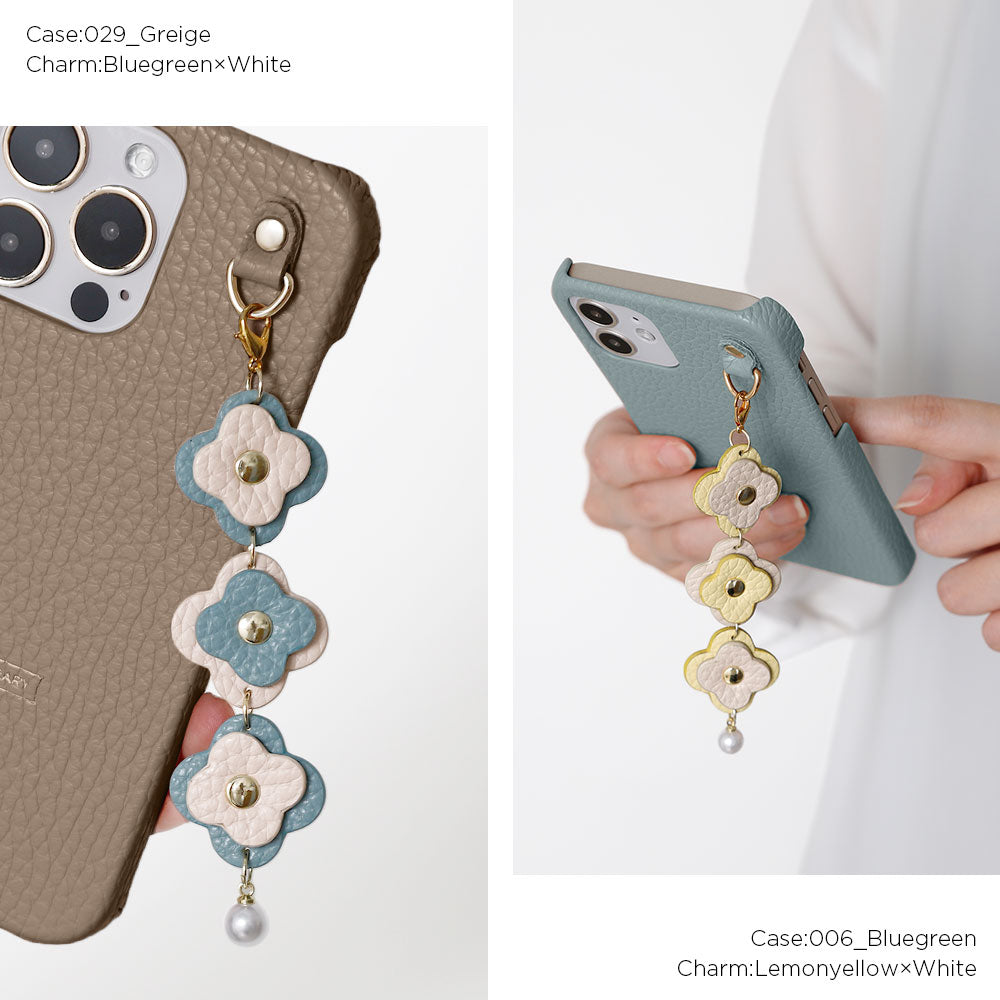 Genuine leather 32 colors Italian shrink leather 3-link flower charm back case Xperia series