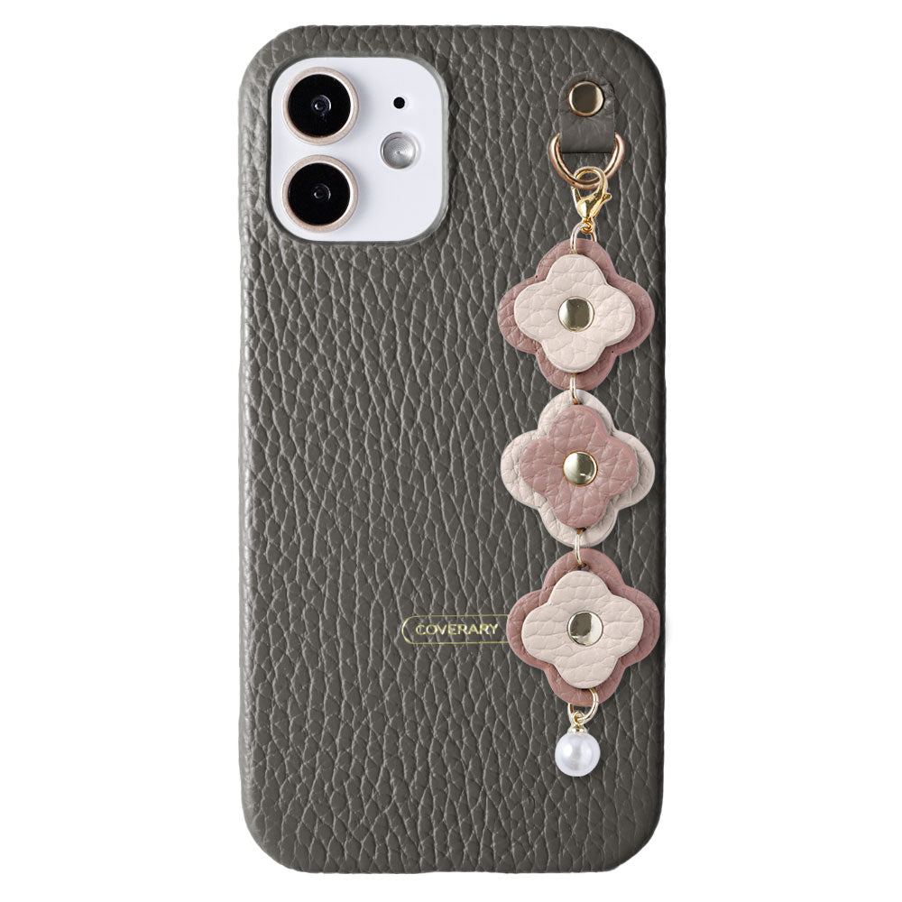 Cuir véritable 32 couleurs cuir italien grainé Charm fleur triple coque arrière série AQUOS