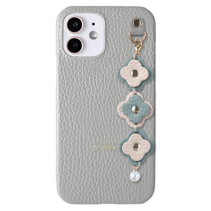 Genuine leather 32 colors Italian shrink leather 3-link flower charm back case Xperia series