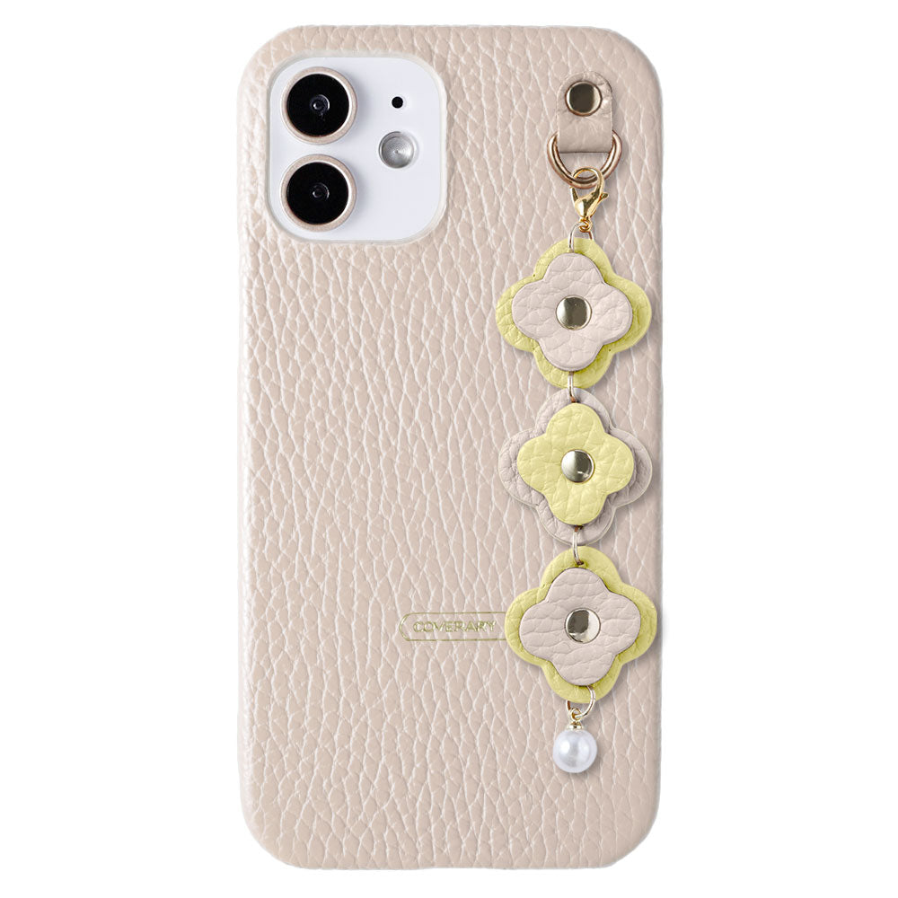 Genuine leather 32 colors Italian shrink leather 3-link flower charm back case Google Pixel series
