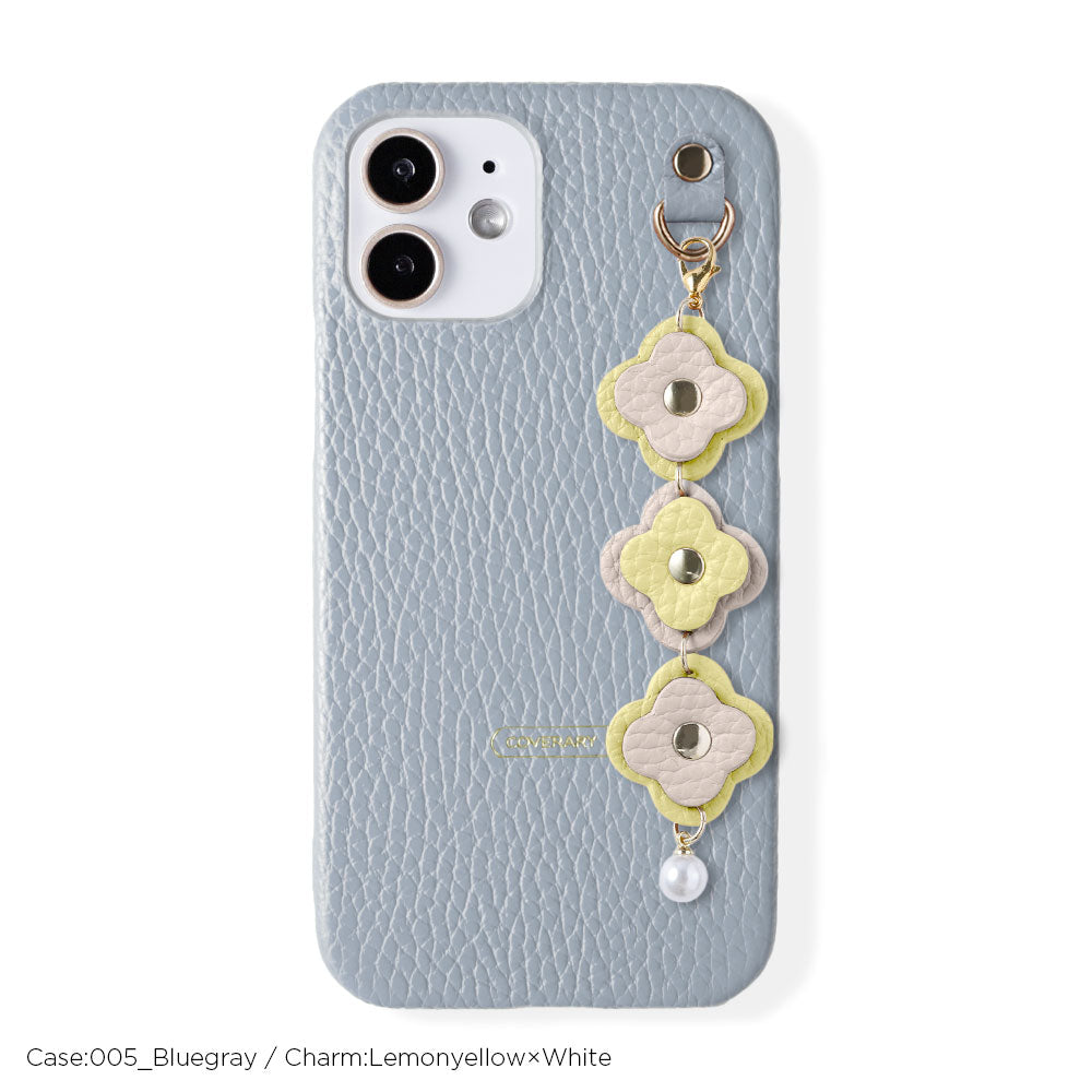 Genuine leather 32 colors Italian shrink leather 3-link flower charm back case Xperia series