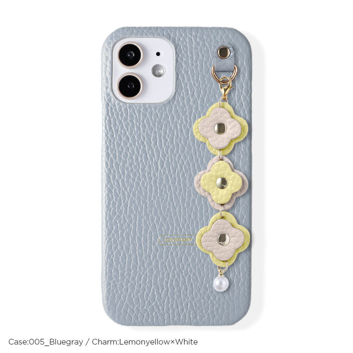 Genuine leather 32 colors Italian shrink leather 3-link flower charm back case Xperia series