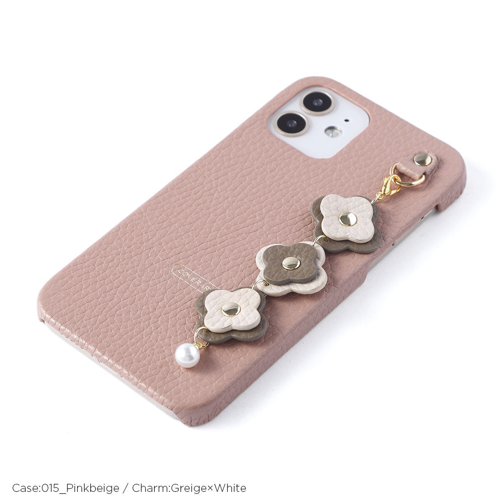 Genuine leather 32 colors Italian shrink leather 3-link flower charm back case Xperia series