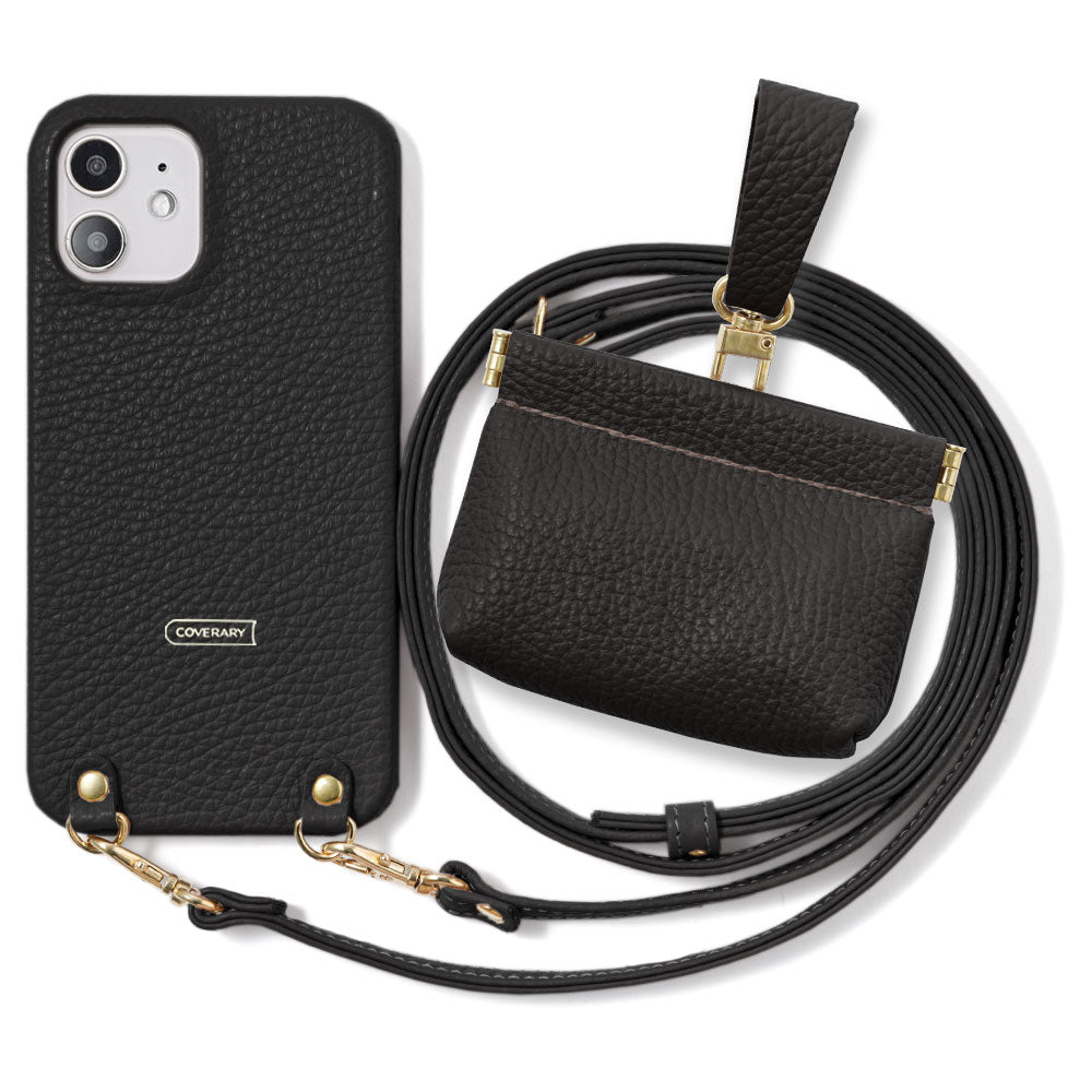 Genuine leather 32 colors Italian shrink leather mini pouch & shoulder strap included back case Galaxy series