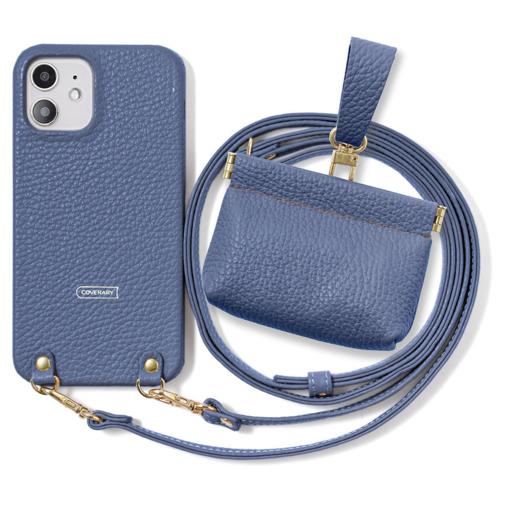 Genuine leather 32 colors Italian shrink leather mini pouch & shoulder strap included back case for iPhone series