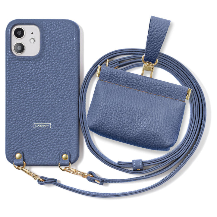 Genuine leather 32 colors Italian shrink leather mini pouch & shoulder strap included back case AQUOS series