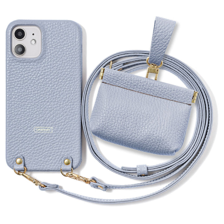 Genuine leather 32 colors Italian shrink leather mini pouch & shoulder strap included back case for iPhone series