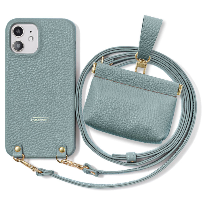 Genuine leather 32 colors Italian shrink leather mini pouch & shoulder strap included back case Galaxy series