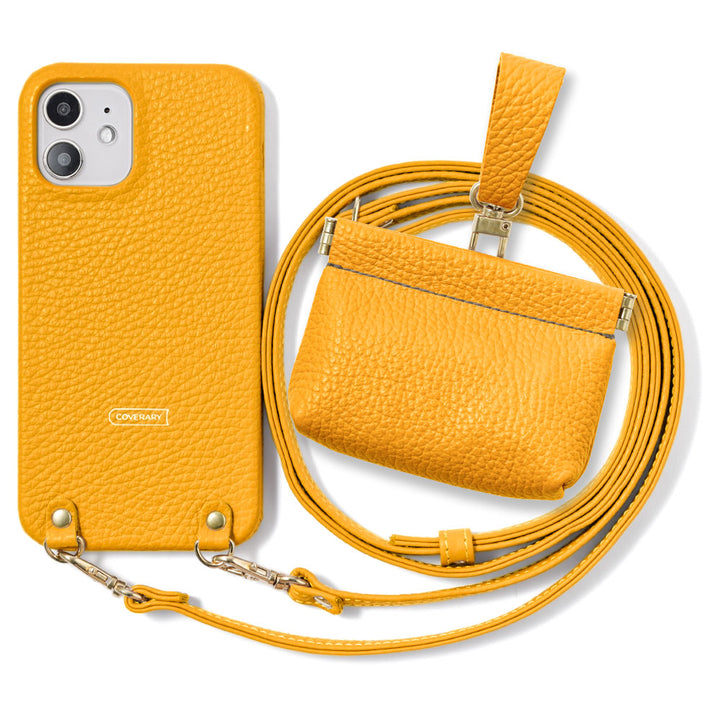 Genuine leather 32 colors Italian shrink leather mini pouch & shoulder strap included back case Galaxy series