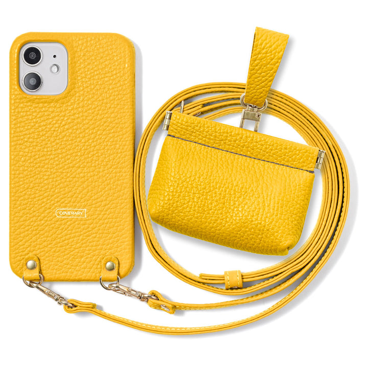 Genuine leather 32 colors Italian shrink leather mini pouch & shoulder strap included back case for iPhone series