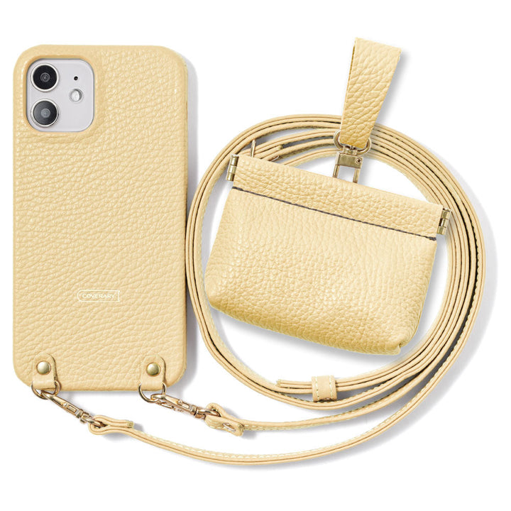 Genuine leather 32 colors Italian shrink leather mini pouch & shoulder strap included back case AQUOS series