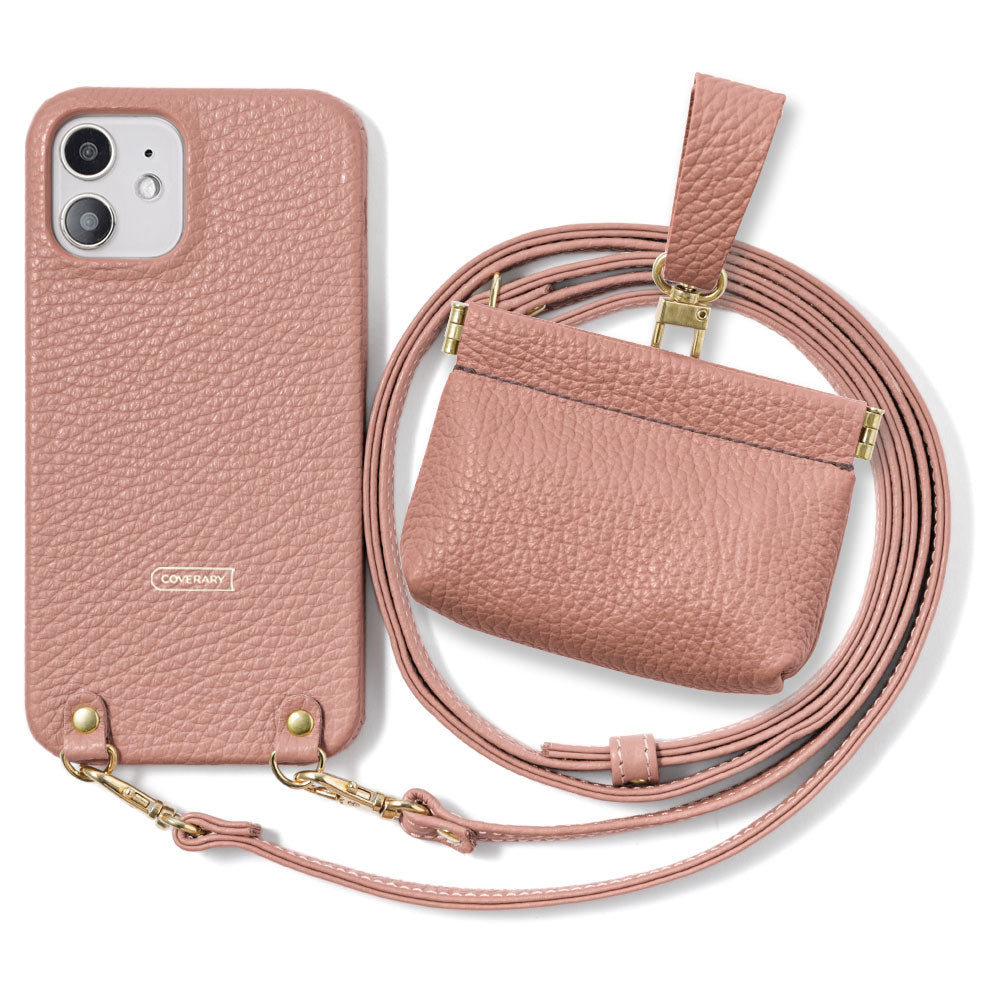 Genuine leather 32 colors Italian shrink leather mini pouch & shoulder strap included back case Galaxy series