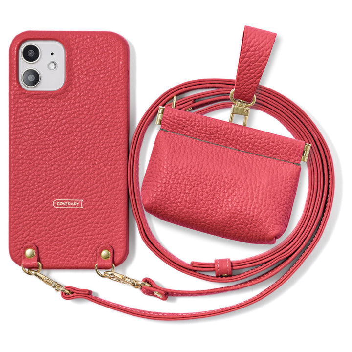 Genuine leather 32 colors Italian shrink leather mini pouch & shoulder strap included back case Galaxy series