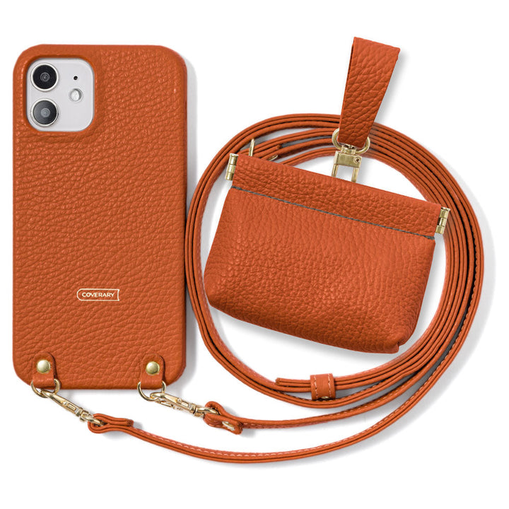 Genuine leather 32 colors Italian shrink leather mini pouch & shoulder strap included back case AQUOS series