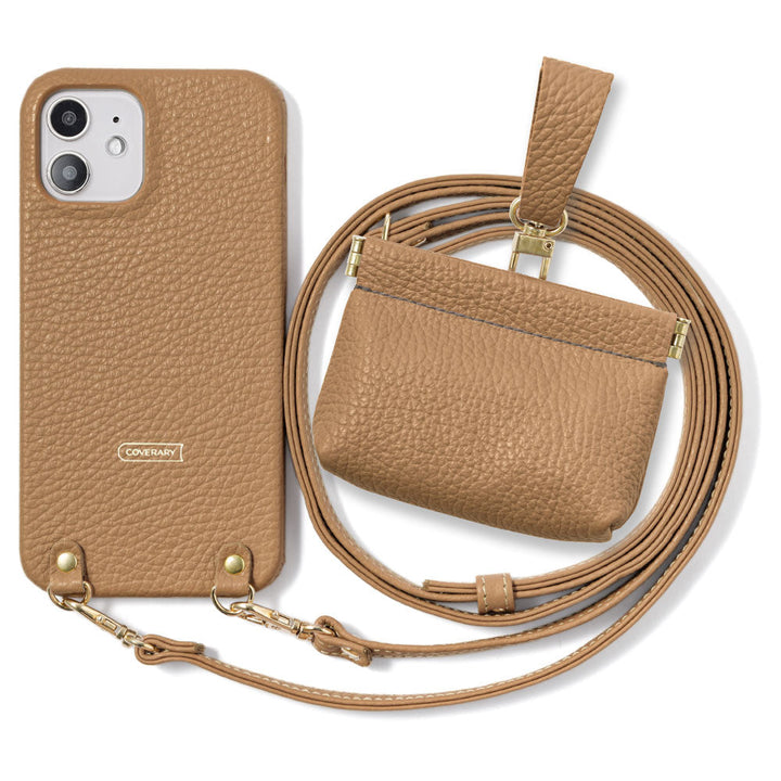 Genuine leather 32 colors Italian shrink leather mini pouch & shoulder strap included back case Galaxy series