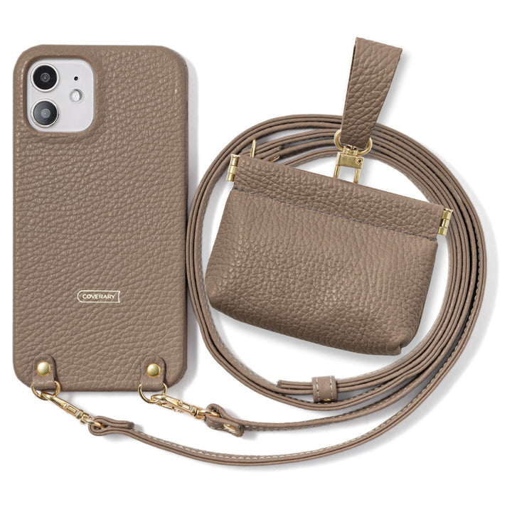 Genuine leather 32 colors Italian shrink leather mini pouch & shoulder strap included back case Galaxy series