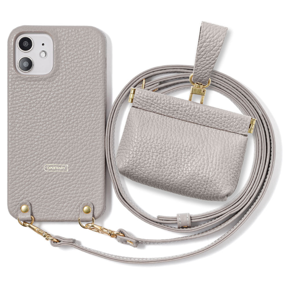 Genuine leather 32 colors Italian shrink leather mini pouch & shoulder strap included back case for iPhone series