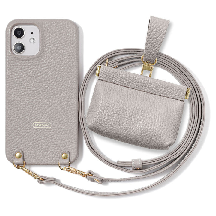 Genuine leather 32 colors Italian shrink leather mini pouch & shoulder strap included back case Galaxy series