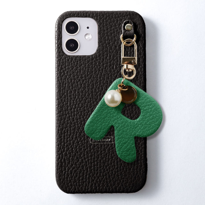 Genuine leather 32 colors Italian shrink leather BIG initial charm back case Galaxy series