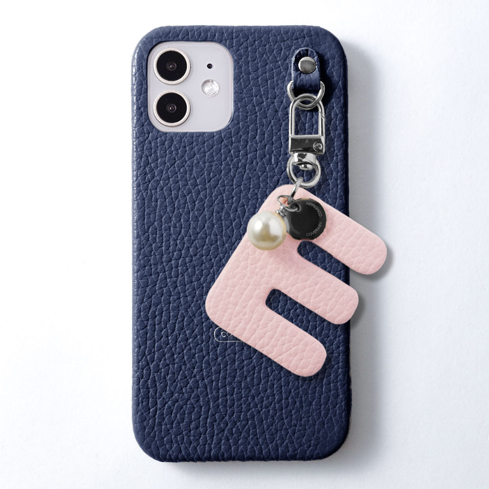 本革 32色 イタリアンシュリンクレザー BIGイニシャルチャーム 背面ケース iPhoneシリーズ