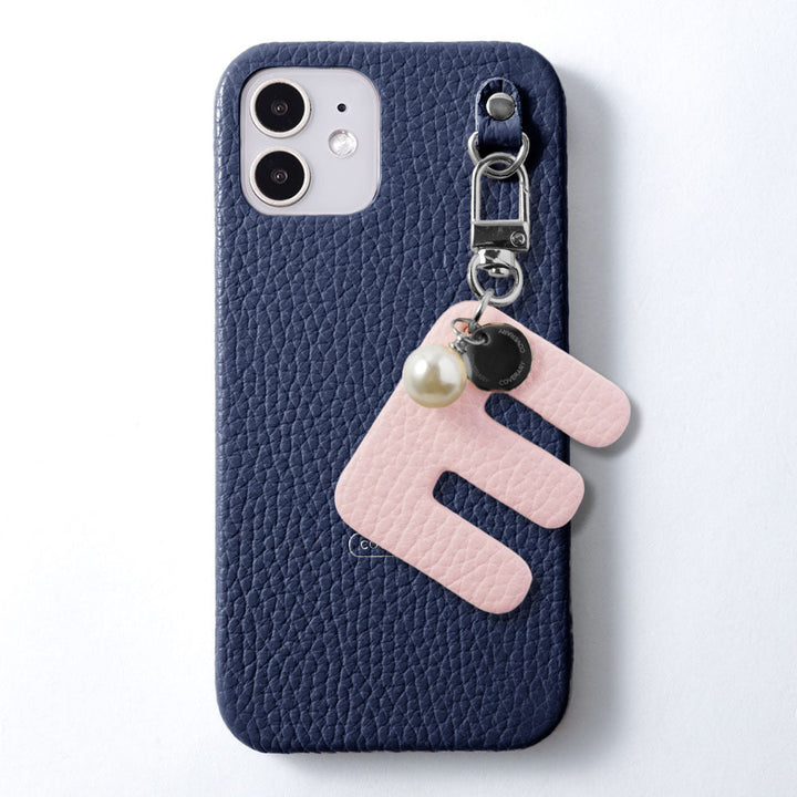 Genuine leather 32 colors Italian shrink leather BIG initial charm back case Galaxy series