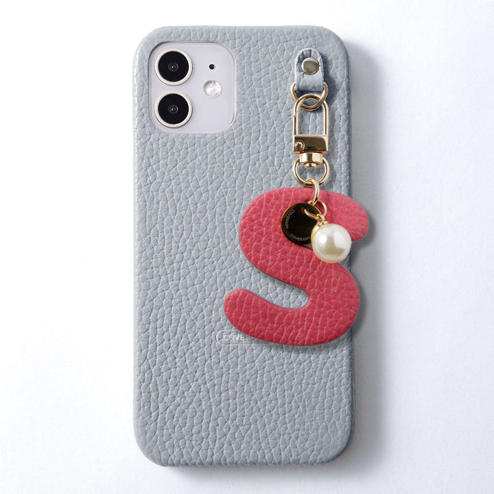 Genuine leather 32 colors Italian shrink leather BIG initial charm back case Galaxy series