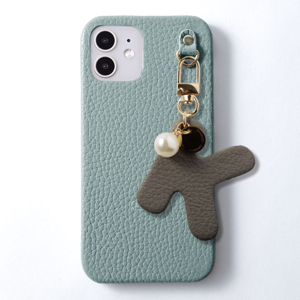 Genuine leather 32 colors Italian shrink leather BIG initial charm back case Galaxy series