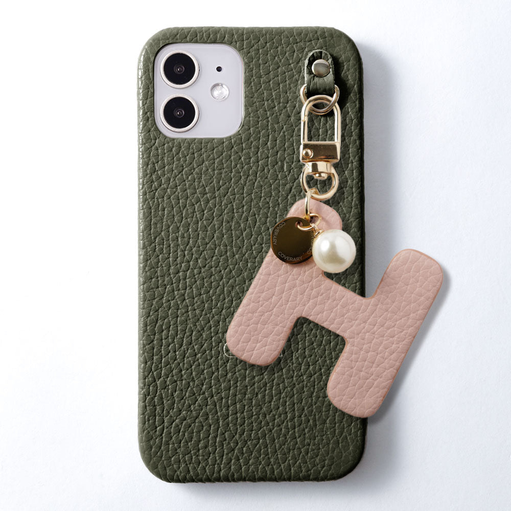 Genuine leather 32 colors Italian shrink leather BIG initial charm back case Galaxy series