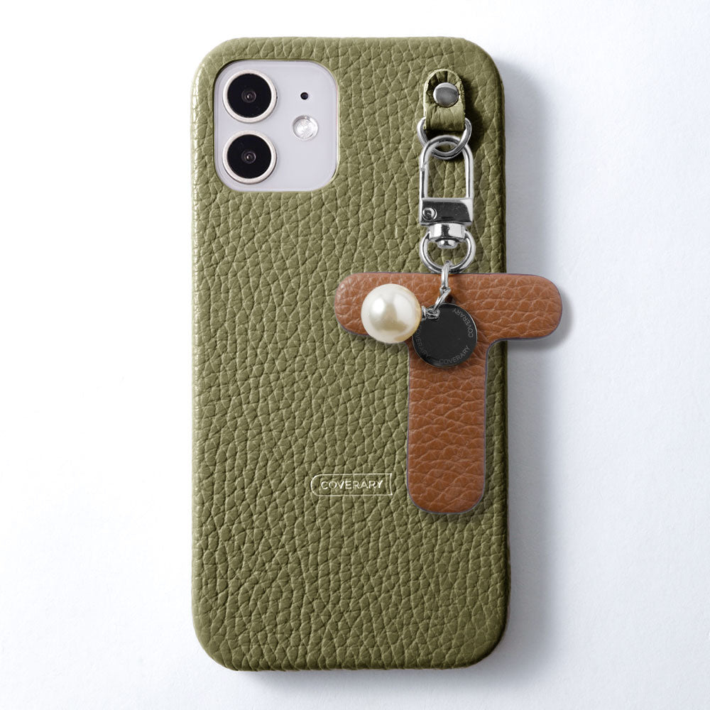 Genuine leather 32 colors Italian shrink leather BIG initial charm back case Galaxy series