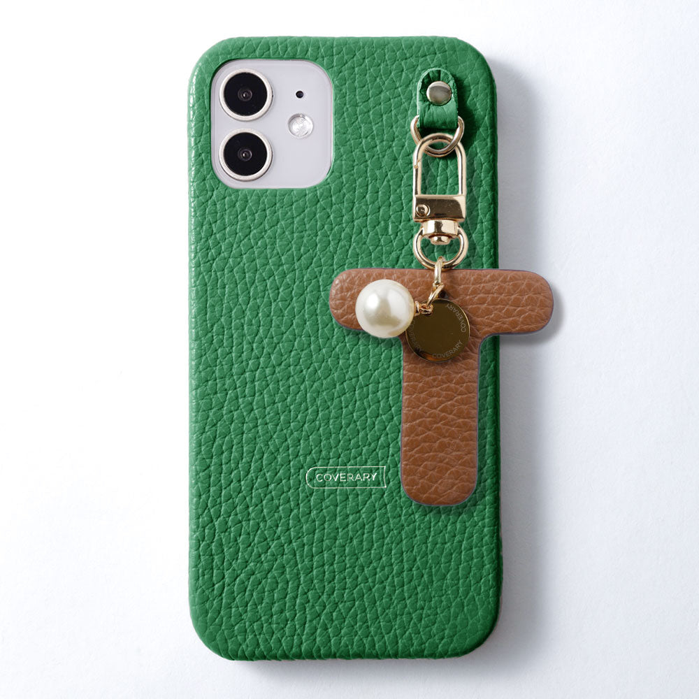 本革 32色 イタリアンシュリンクレザー BIGイニシャルチャーム 背面ケース iPhoneシリーズ