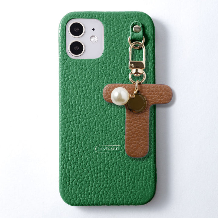 本革 32色 イタリアンシュリンクレザー BIGイニシャルチャーム 背面ケース iPhoneシリーズ